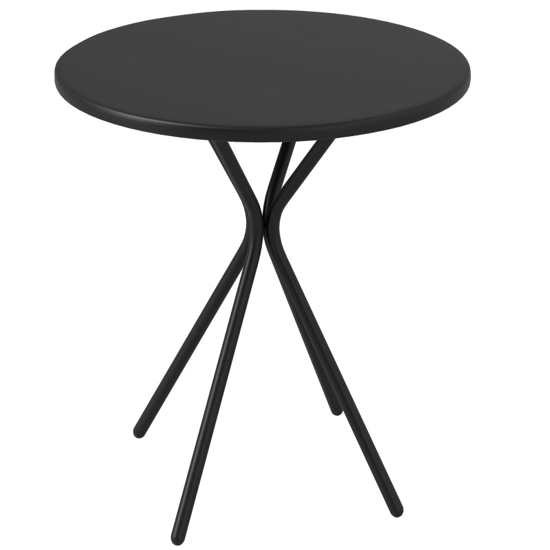 Gartentisch Ø60 x 70 cm, wetterfester runder Stahl, schwarz