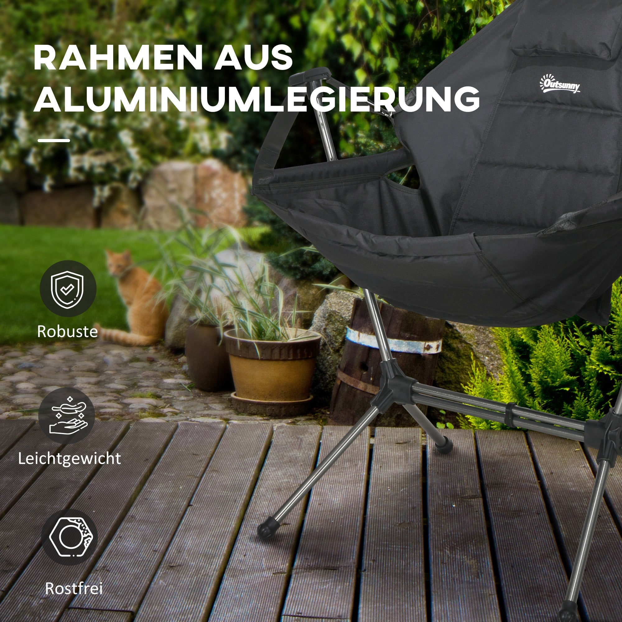 Hammock Camping Chair, Foldable 120kg, Black Oxford
