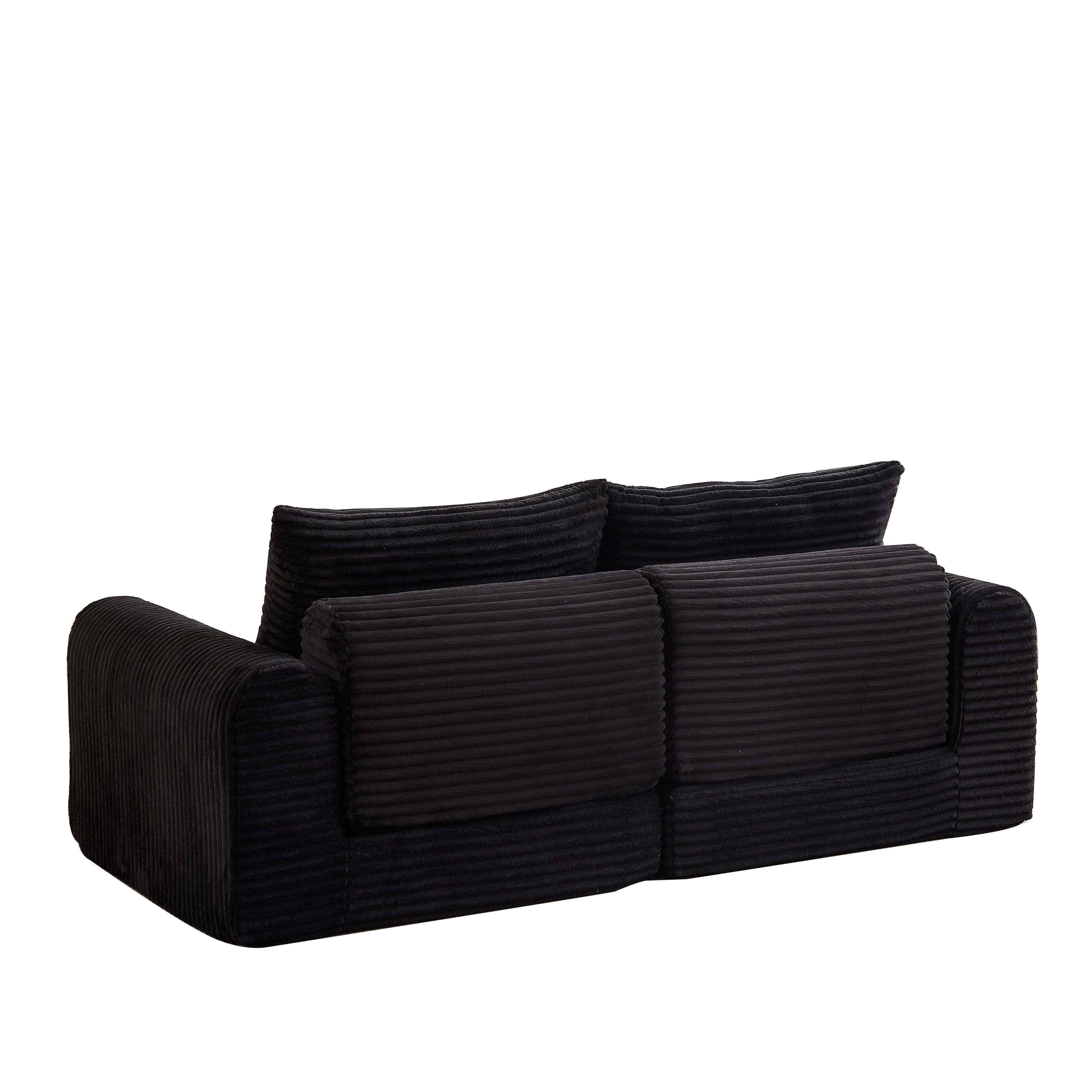 2-in-1 Sofa Bed with Two Pillows and Removable Footstool, Corduroy