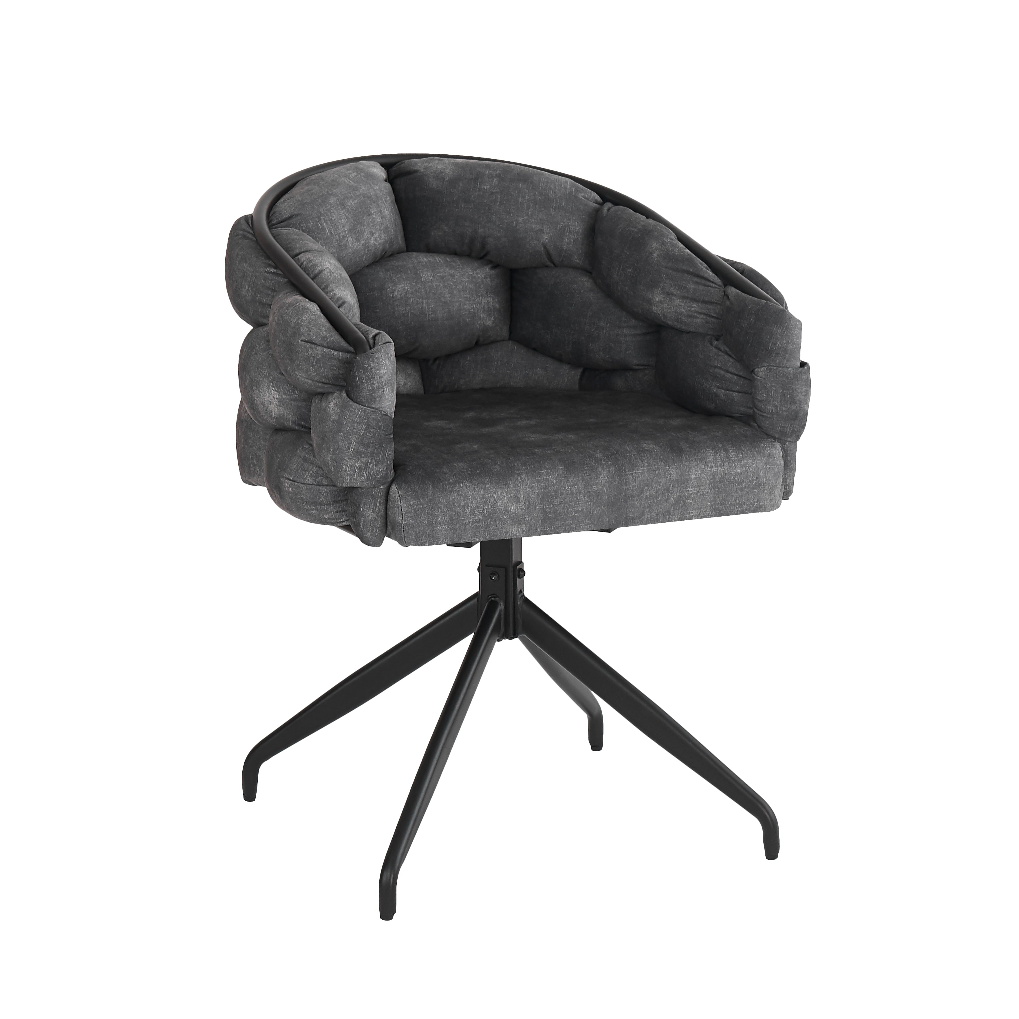 Luxury Velvet Chairs (Set of 4) 360° Swivel Ergonomic Dining Grey