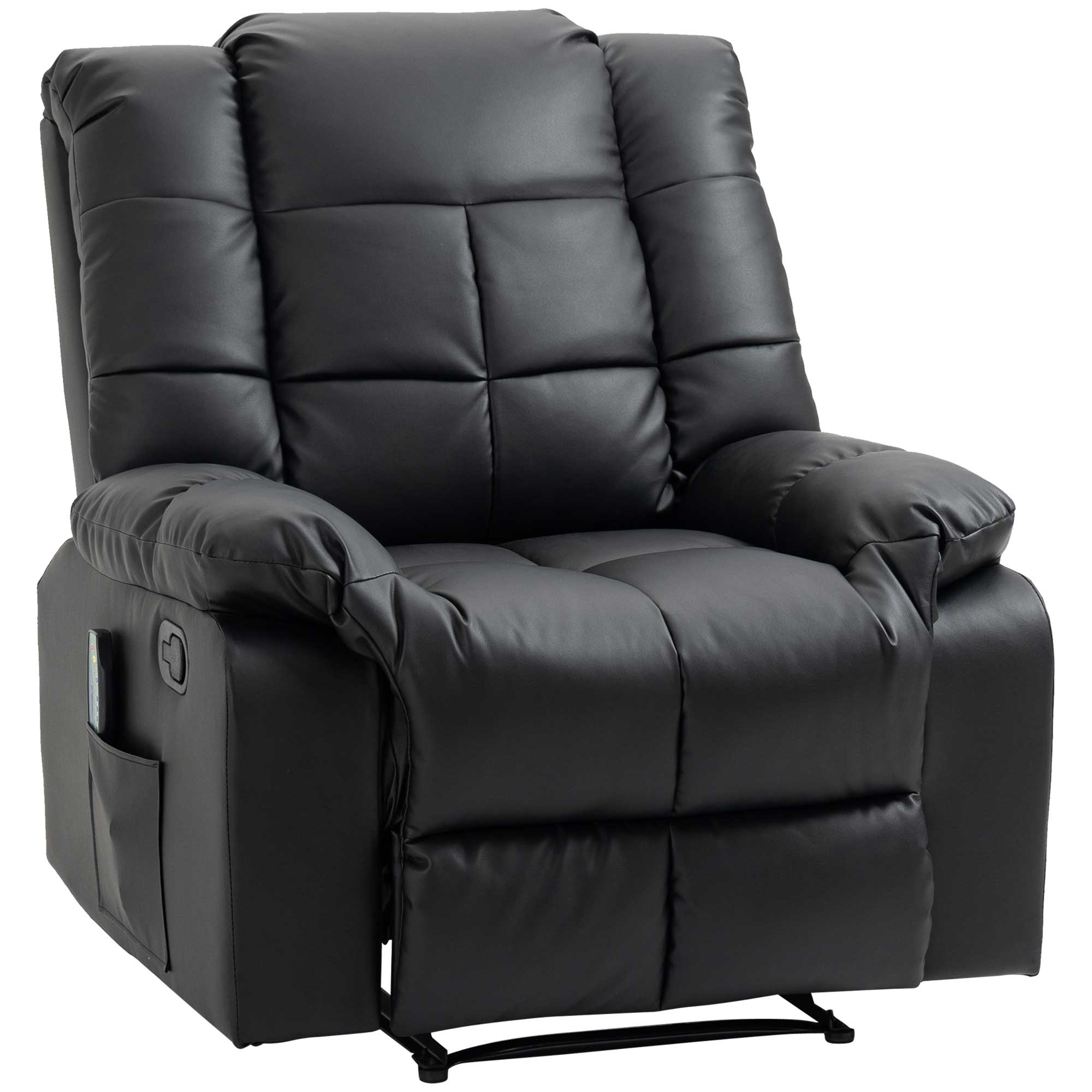 Electric Massage Chair Recliner Faux Leather Wood Steel Black