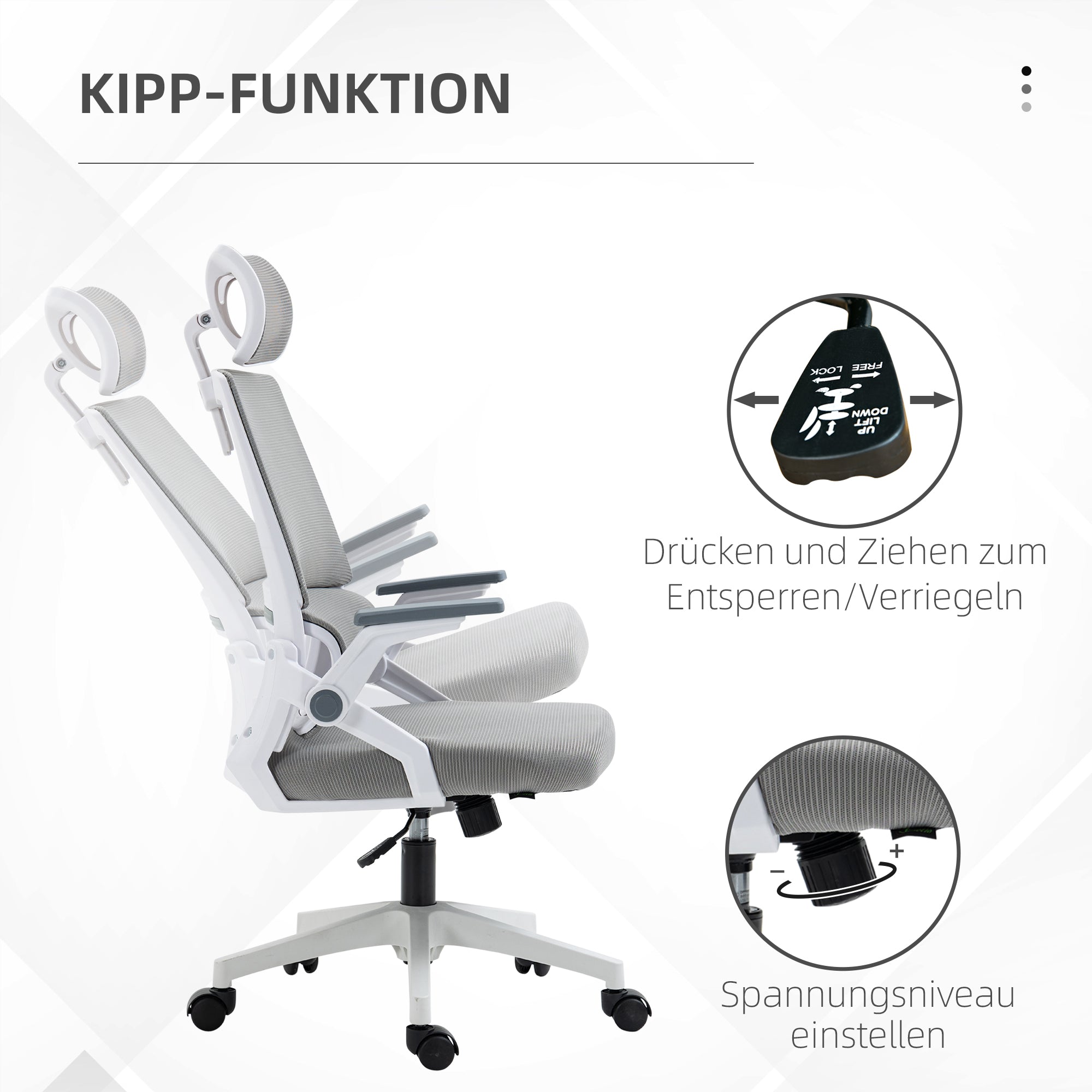 Office Chair Ergonomic Swivel, Adjustable Headrest, Armrests & Lumbar Support, Mesh