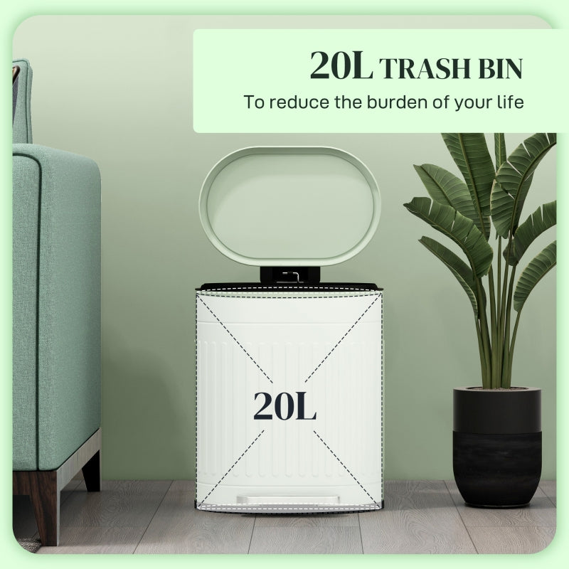 20L Kitchen Bin Pedal Operated Soft-Close Lid Metal Light Green