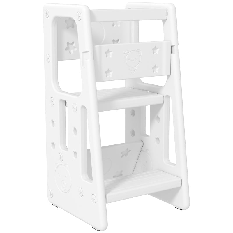 Kids Step Stool Adjustable Standing Platform Kitchen White