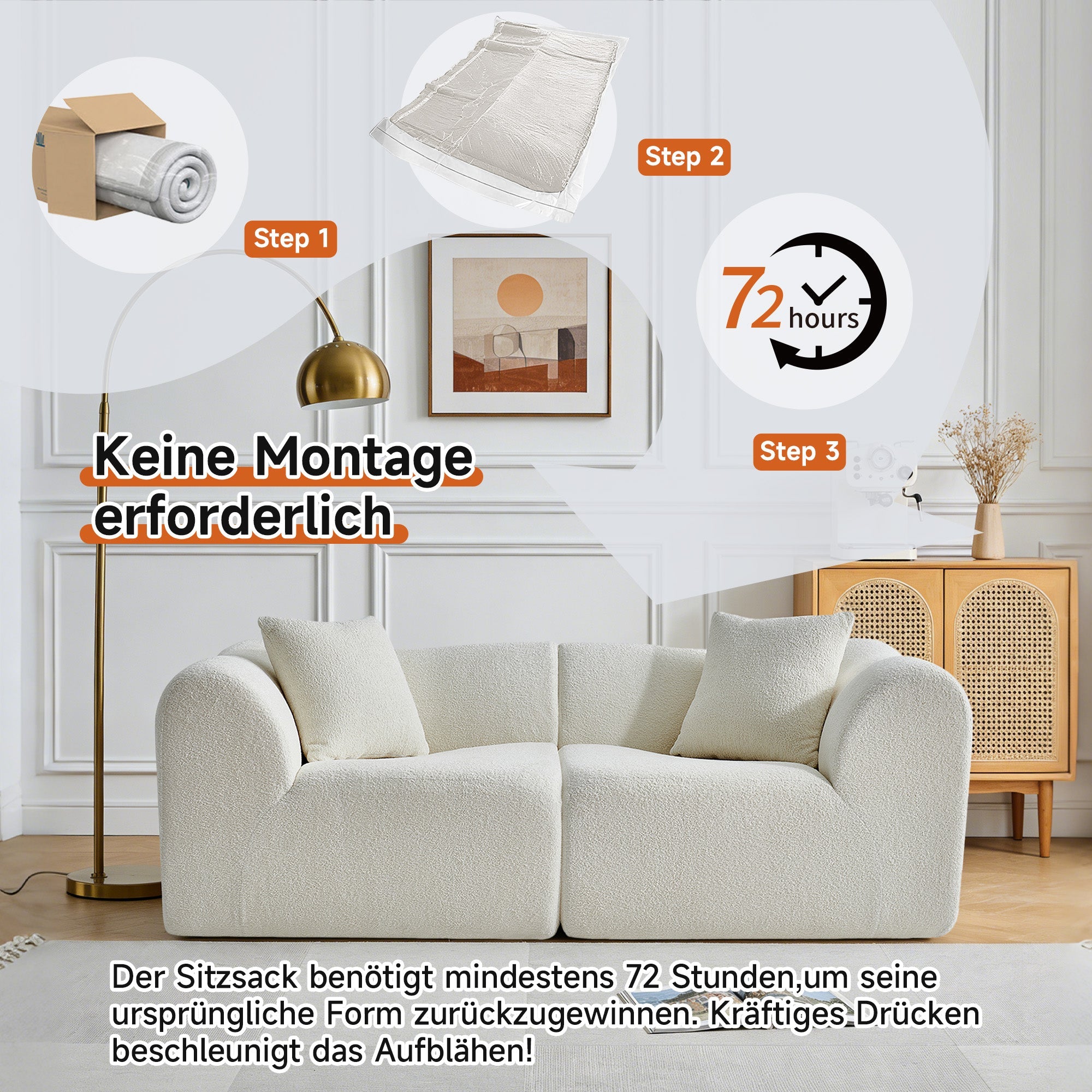 2-Seater Loveseat Space-Saving with Cushions - Velvet