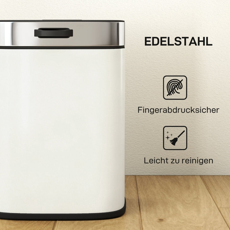 Waste Bin 5L Freestanding or Wall-Mounted Stainless Steel Cream White