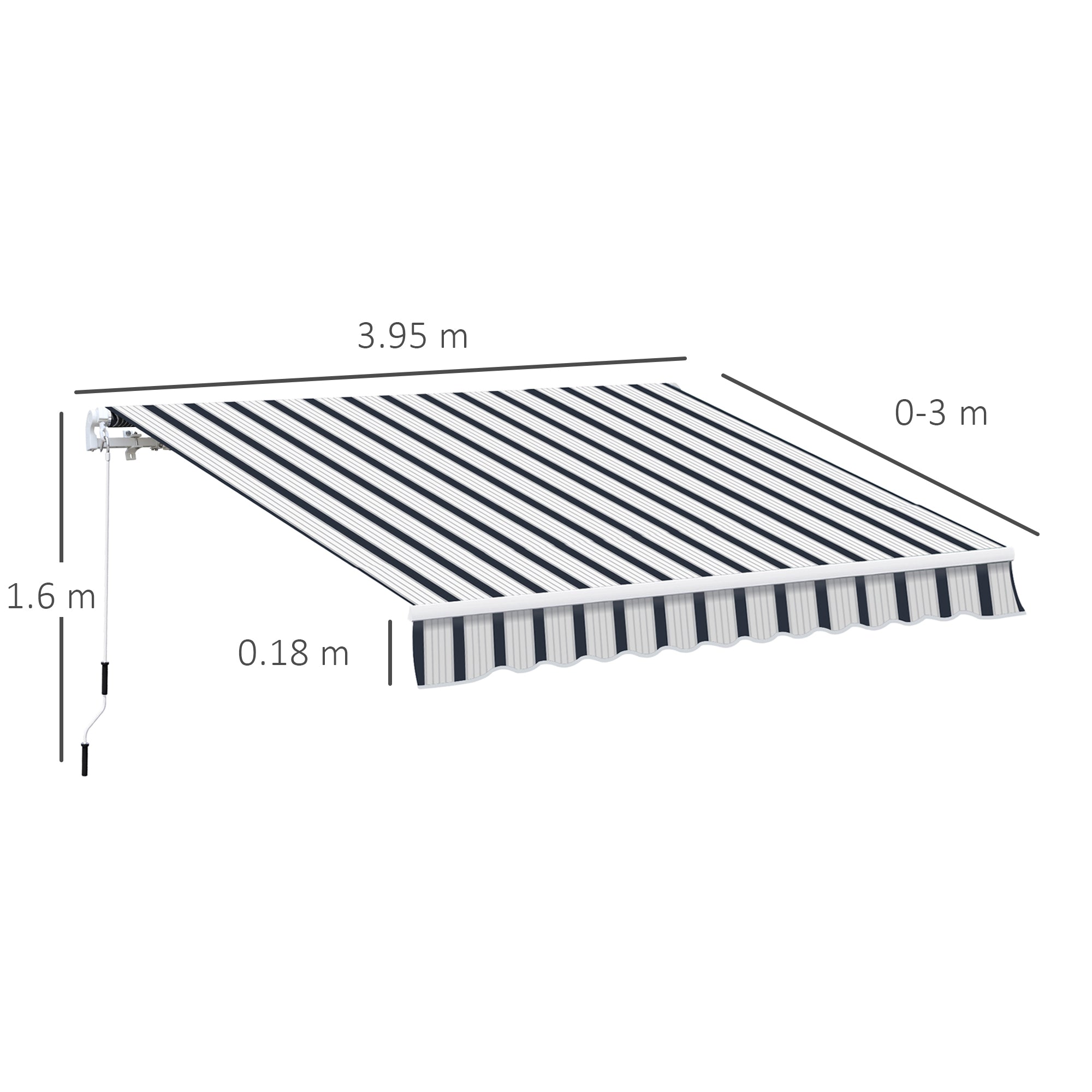 Manual Retractable Awning 4x3 m Blue/White