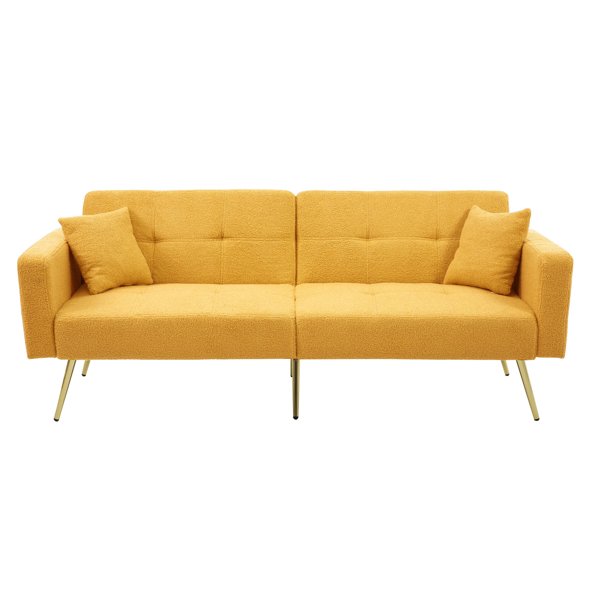 Sofa Bed Adjustable Angle Storage Side Pockets Gold Legs