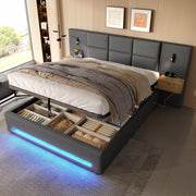 European Upholstered Bed 180x200cm Storage LED USB-C Velvet