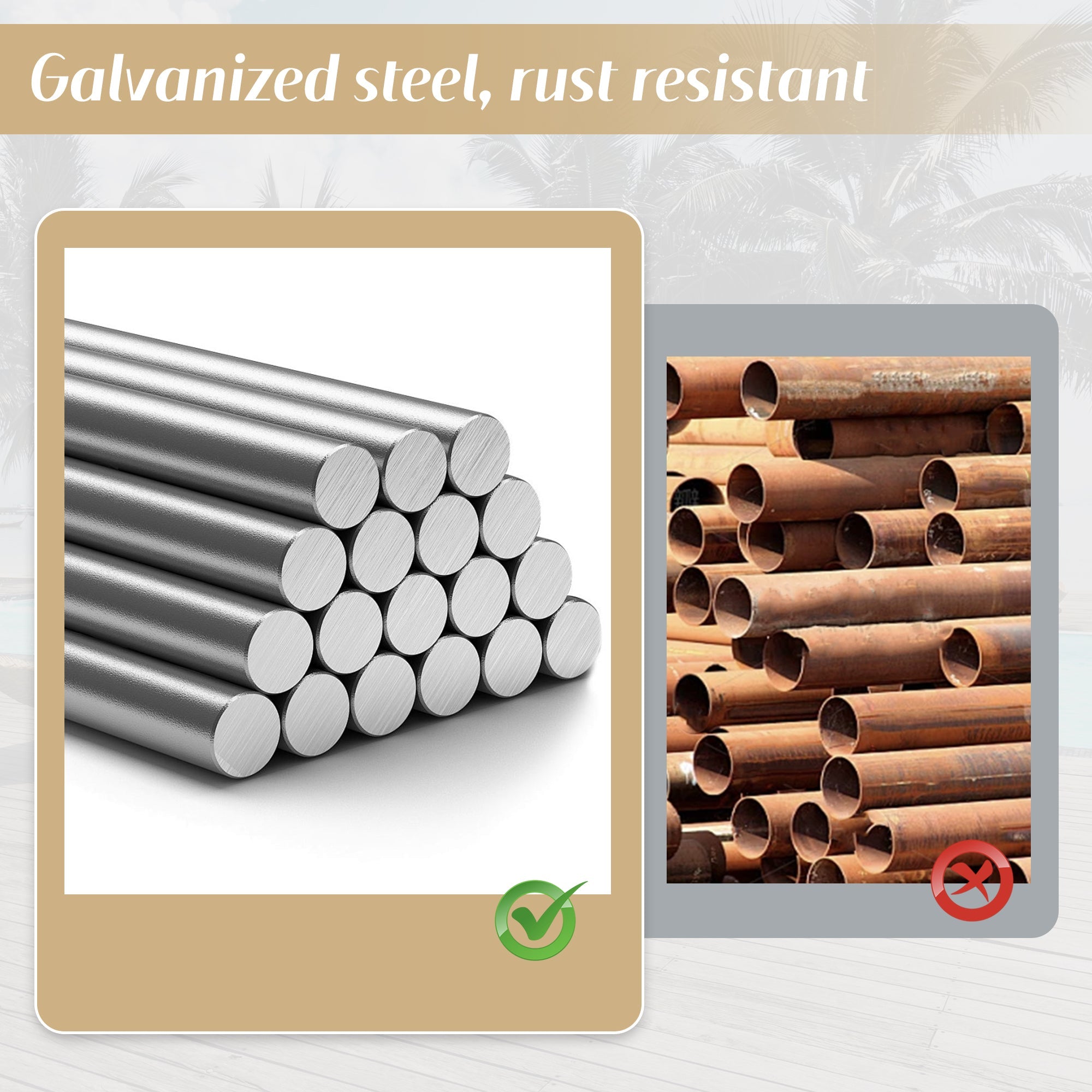 3-Seater Outdoor Sofa and Table Set with Adjustable Reclining Function, Khaki