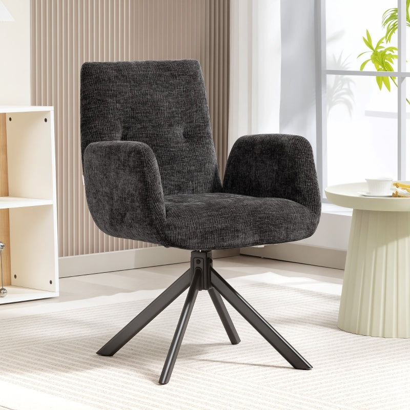 Upholstered Armchair Modern Design Swivel Accent Chair - Black
