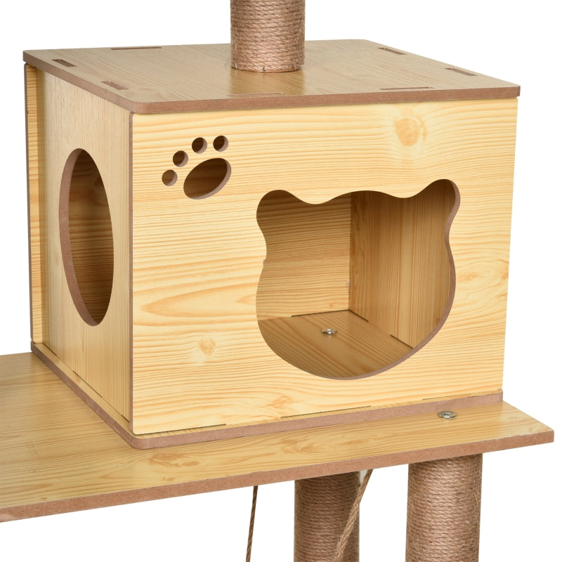 Cat Tree, 130cm Multi-Level Plush Cat Tower with Scratching Posts, Perches, House, Hammock