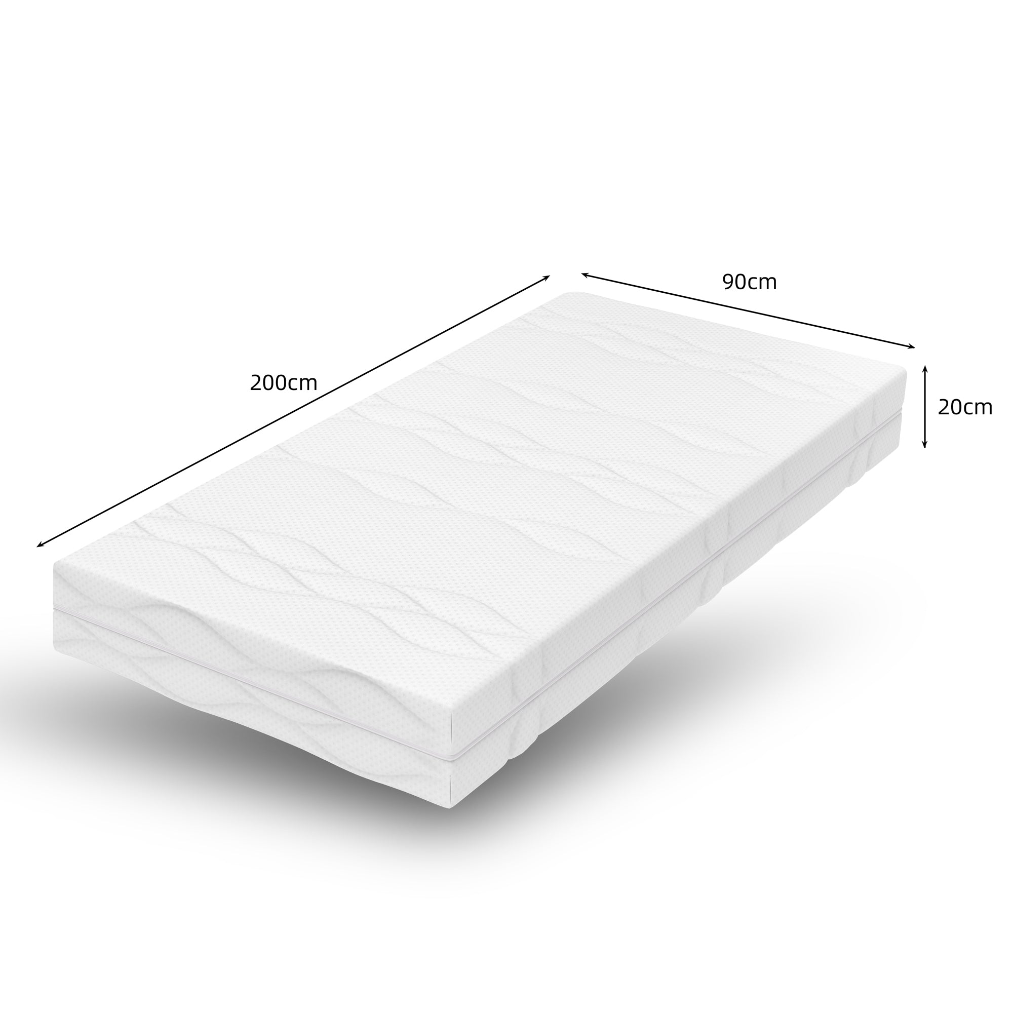 Mattress 90x200cm Pocket Spring H3 7-Zone Ergonomic 20cm Height Oeko-Tex Certified