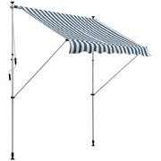 Awning, Articulated Arm Clamp Adjustable Sun Protection Folding Hand Crank, Aluminum Green and White
