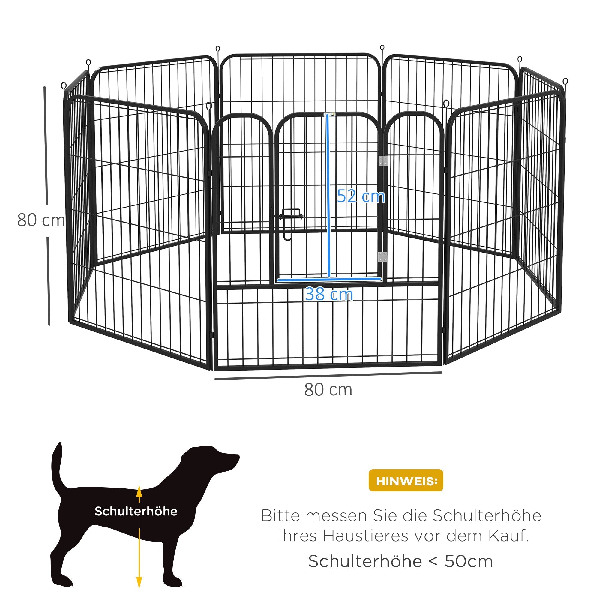 Puppy Run, Outdoor Enclosure, Customizable, Metal Black