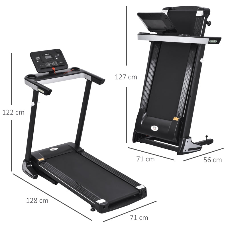 Folding Treadmill for Home, Motorised Running Machine w/ LCD Display, Black