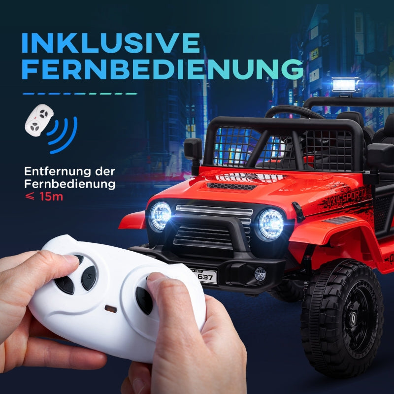 Children's Electric Car with Remote Control, LED Lights and 12V Motors, Red