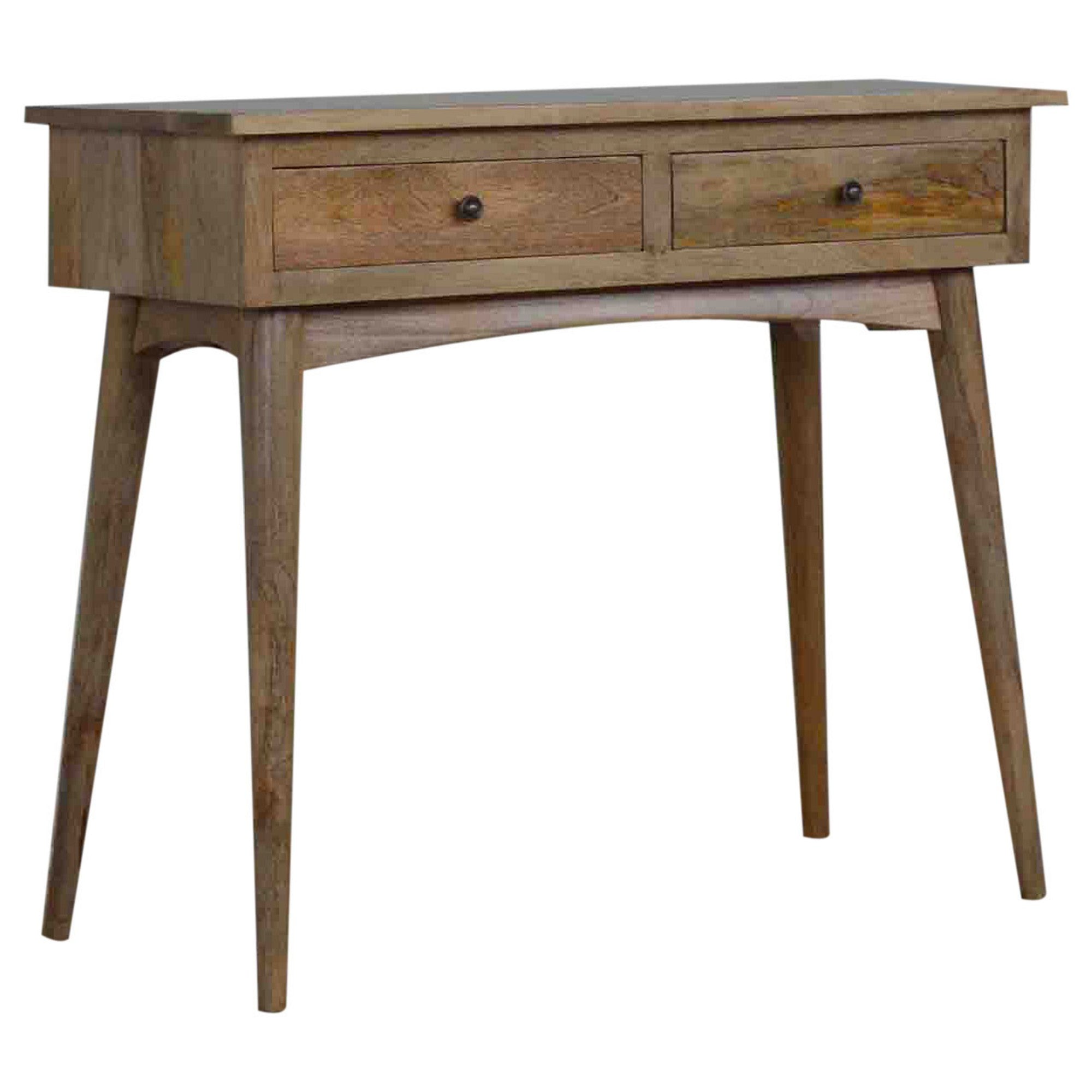 Solid Wood Console Table with 2 Drawers, Beige