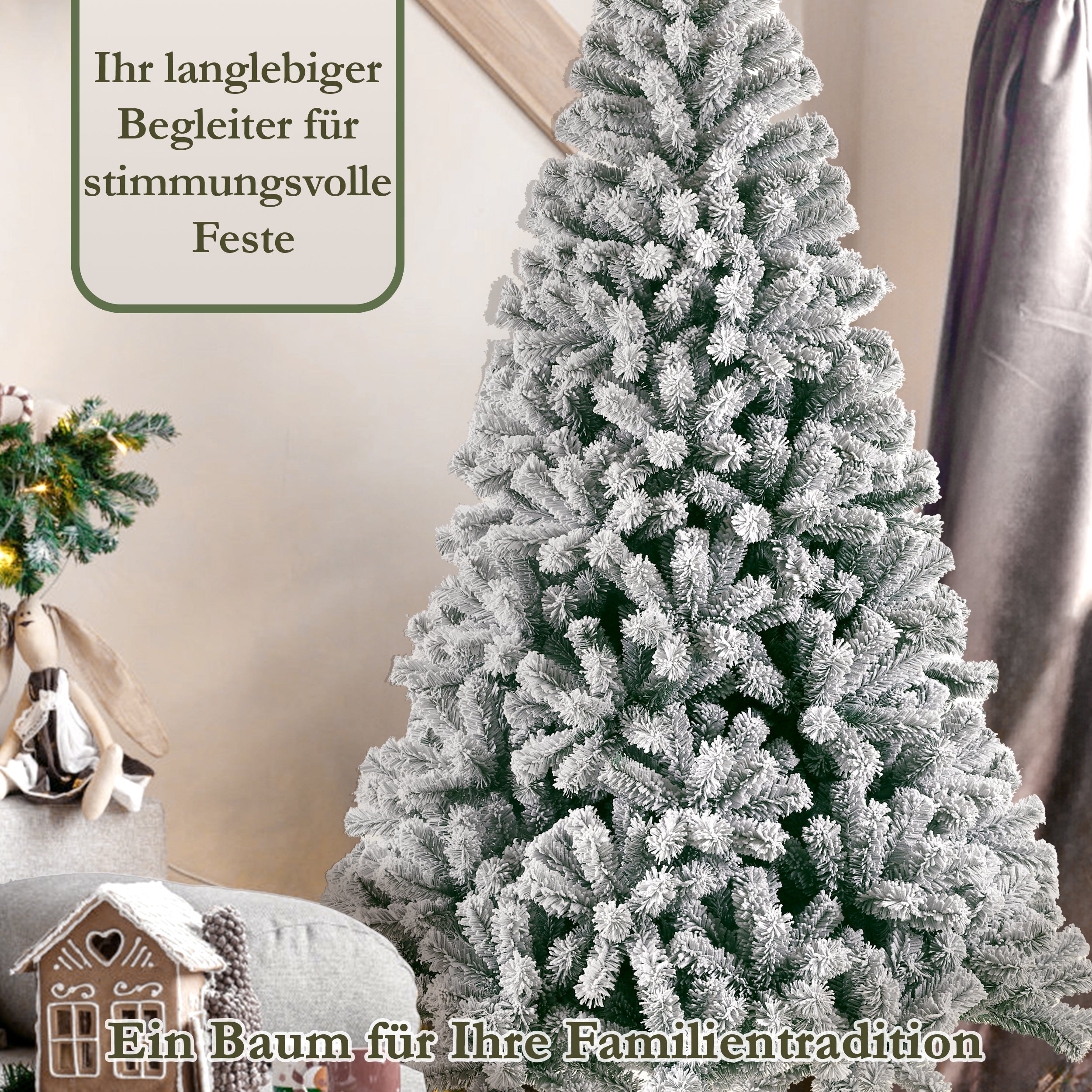 Weihnachtsbaum mit Kunstschnee, 180cm, 1006 Spitzen, realistisch, PVC