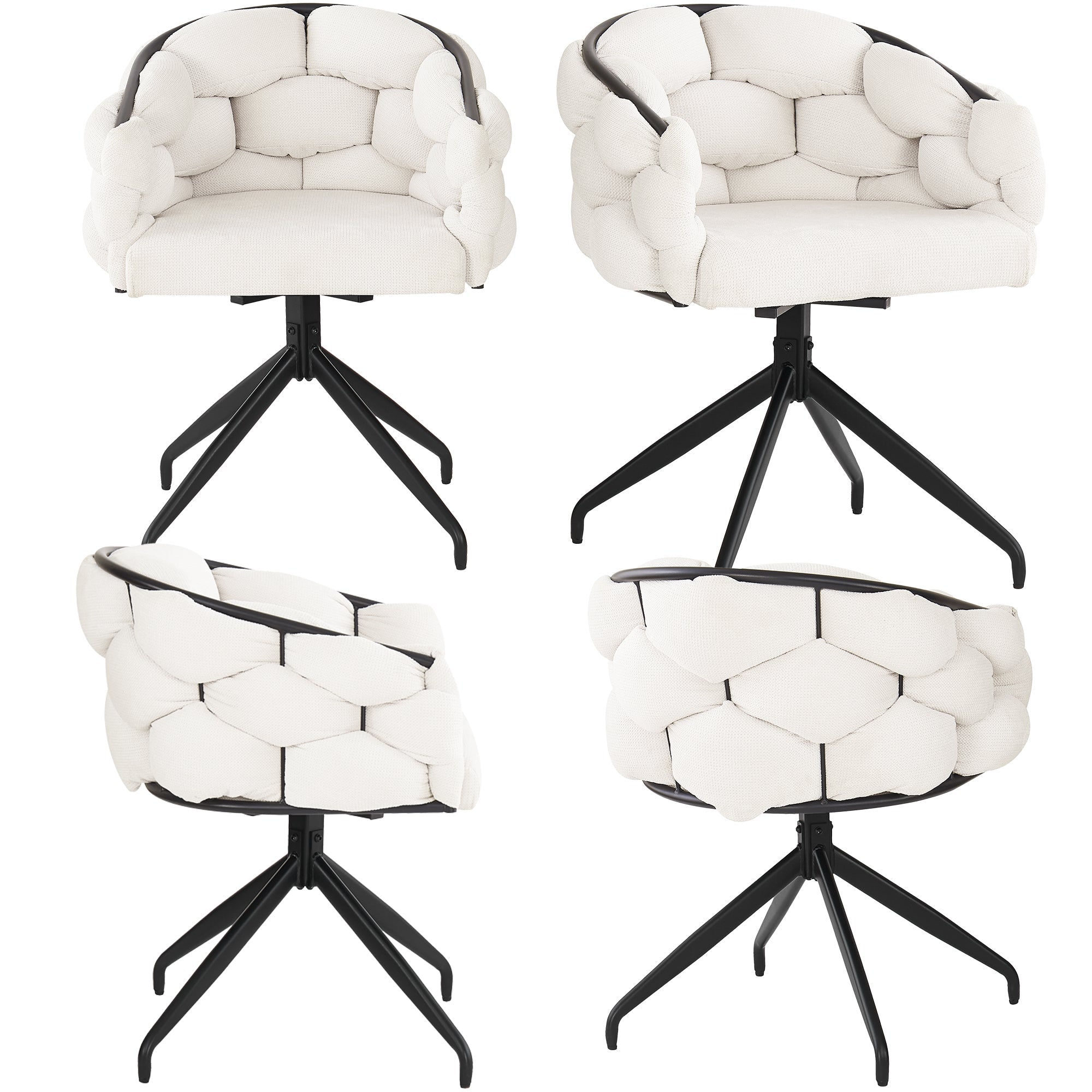 Luxury Velvet Chairs, Swivel & Ergonomic (Set of 4), Beige