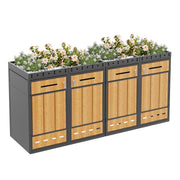 Bin Storage Unit with Green Roof for Four 120-240L Bins, Anthracite Wood-Look