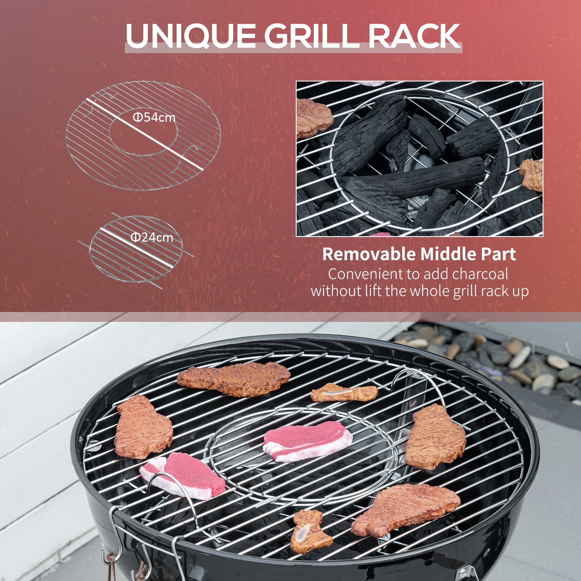 Portable Kettle Charcoal Grill, Black