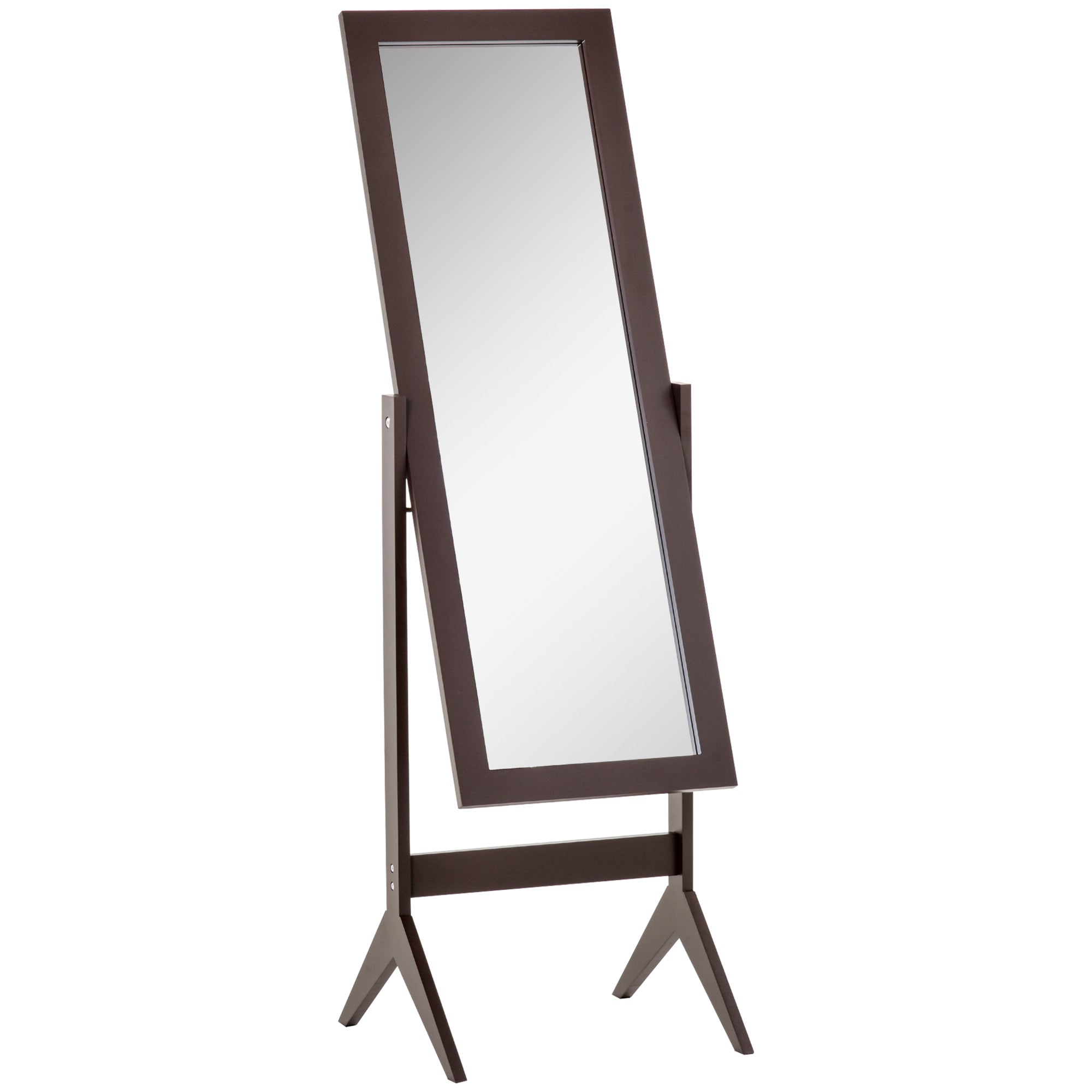 Standing Mirror Full Length Vanity Elevated Feet, MDF Coffee
