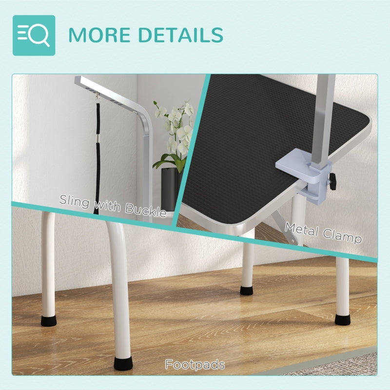 Dog Grooming Table 32" Foldable Adjustable Fixed Arm, Black