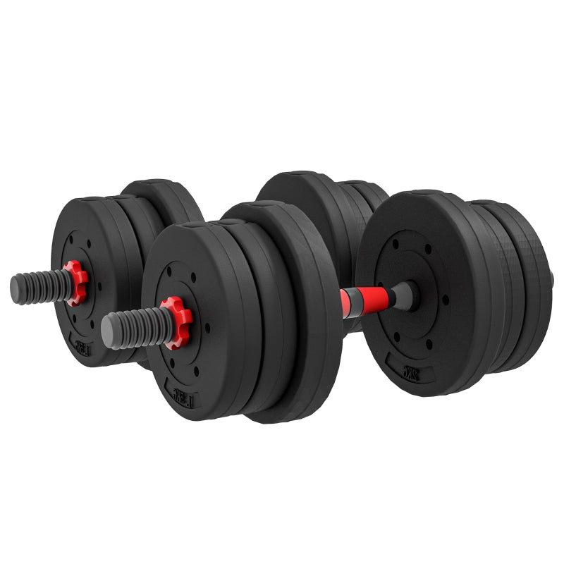 Dumbbell Set 20 kg adjustable with barbell for strength training and weight lifting