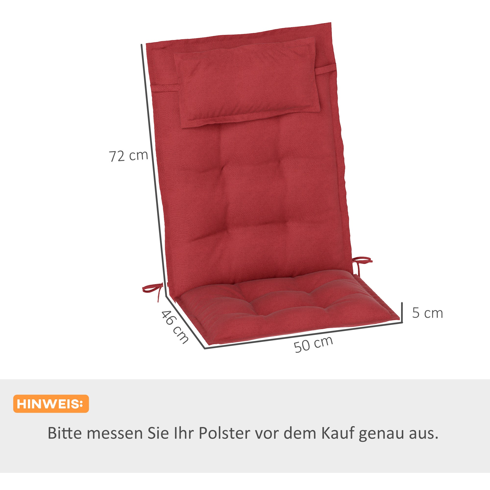 Sonnenliegenauflagen, wasserabweisend, 50x116x5 cm, Weinrot