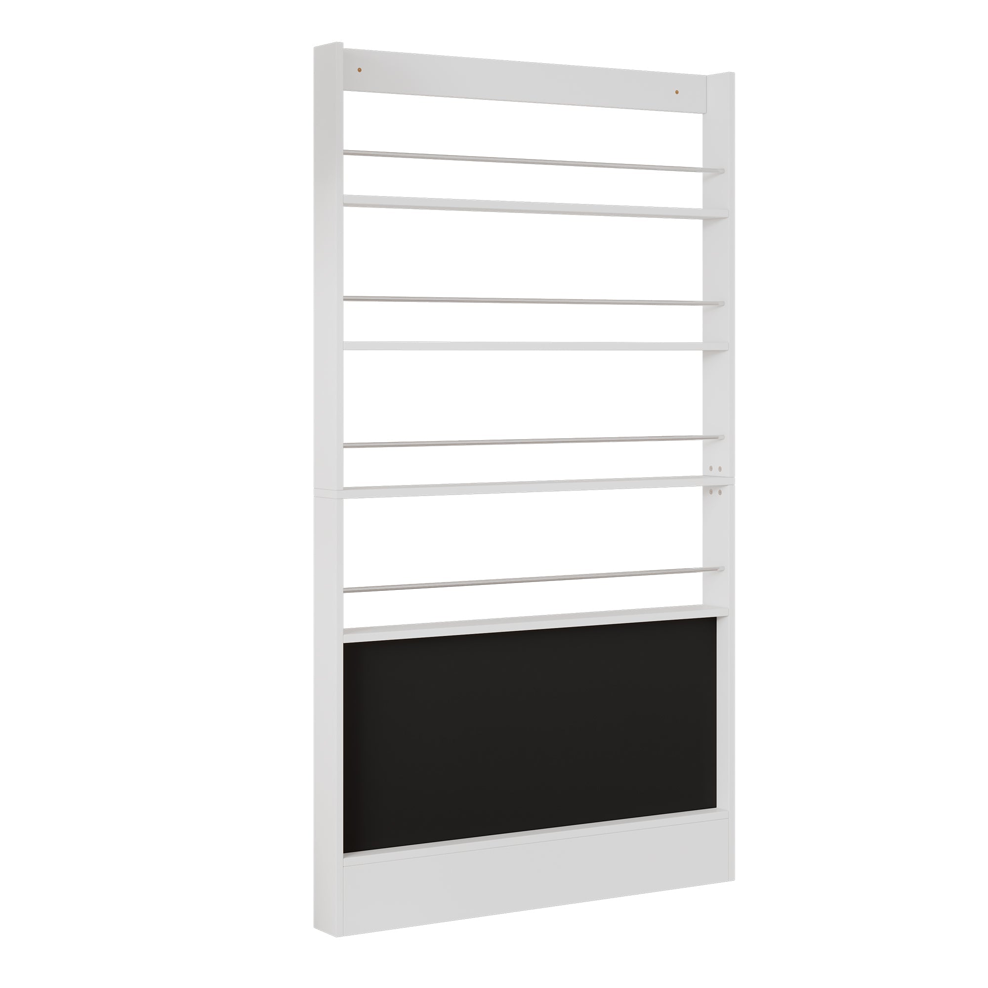 Children's Book Shelf 4-Tier Storage Display Paintable Blackboard Anti-Tip White