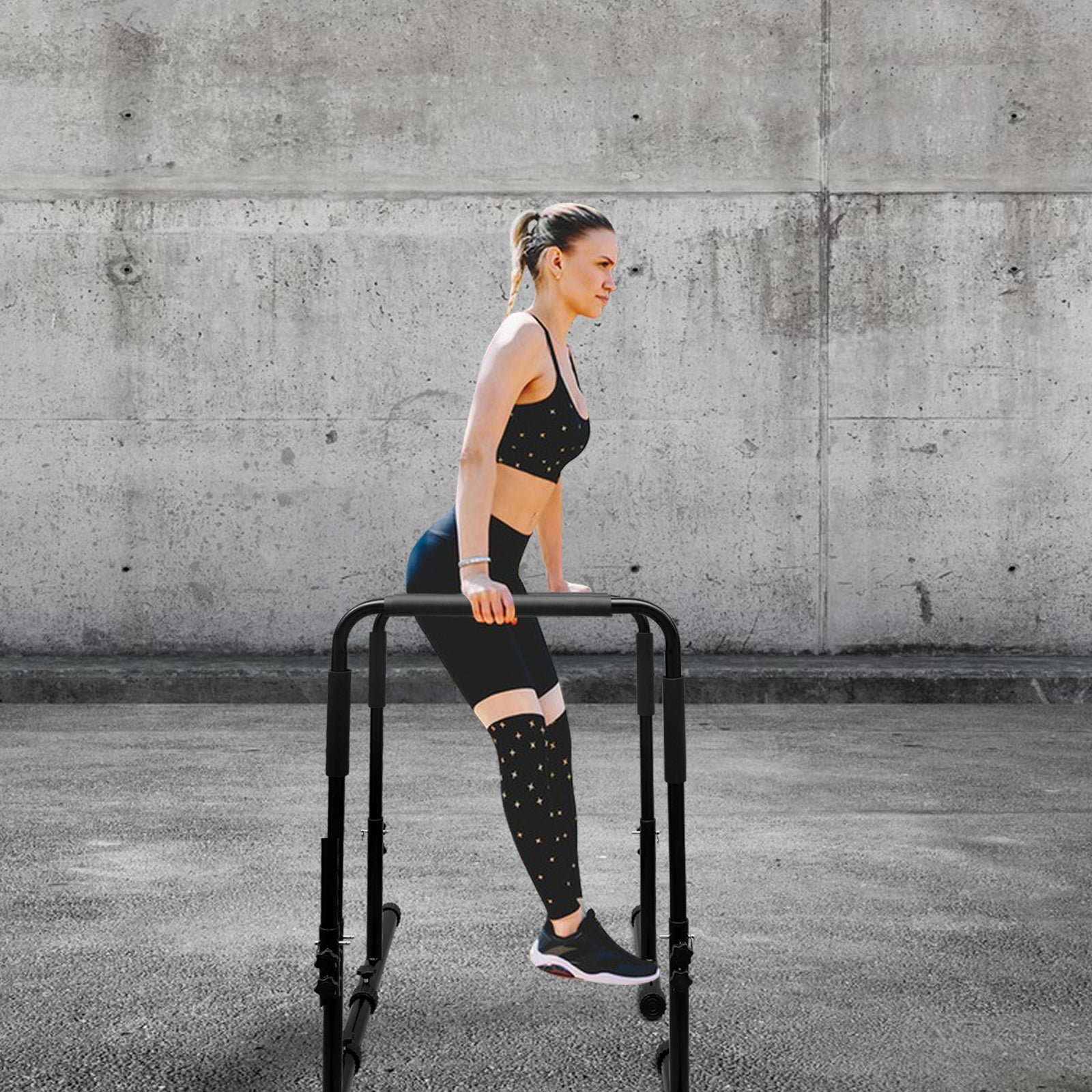 Adjustable Dip Bar Station, Heavy Duty Parallette & Parallel Bars, Home Gym