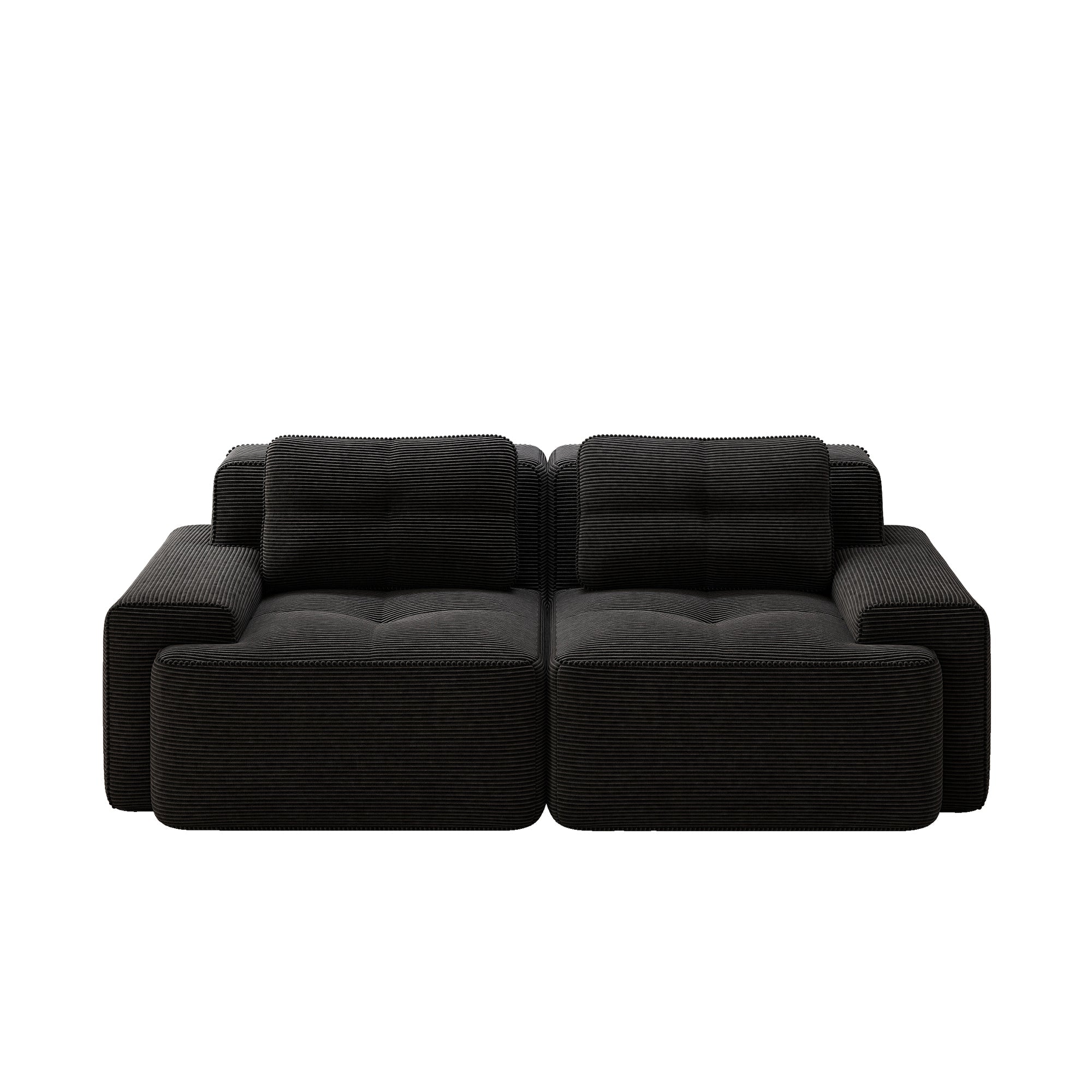 Boneless Modular Sofa Deep Seat Loveseat Sleeper - Corduroy Black