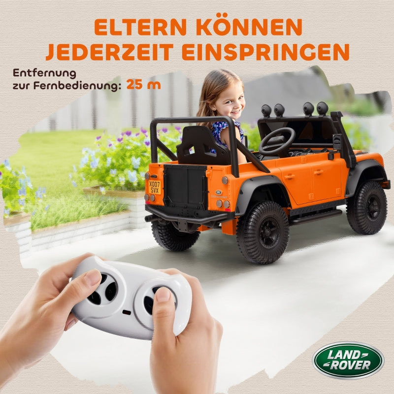 AIYAPLAY Electric Car, 12V Battery, Remote Control, Music, Horn, LED Lights, Orange