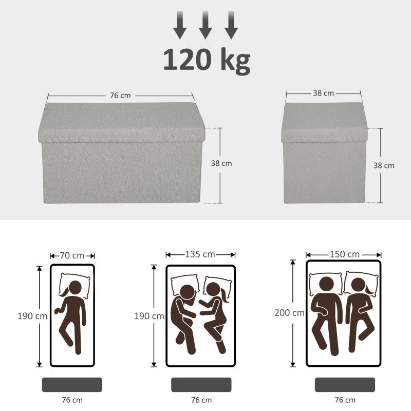 Storage Ottoman Upholstered Bench with Storage and Lid - Light Grey