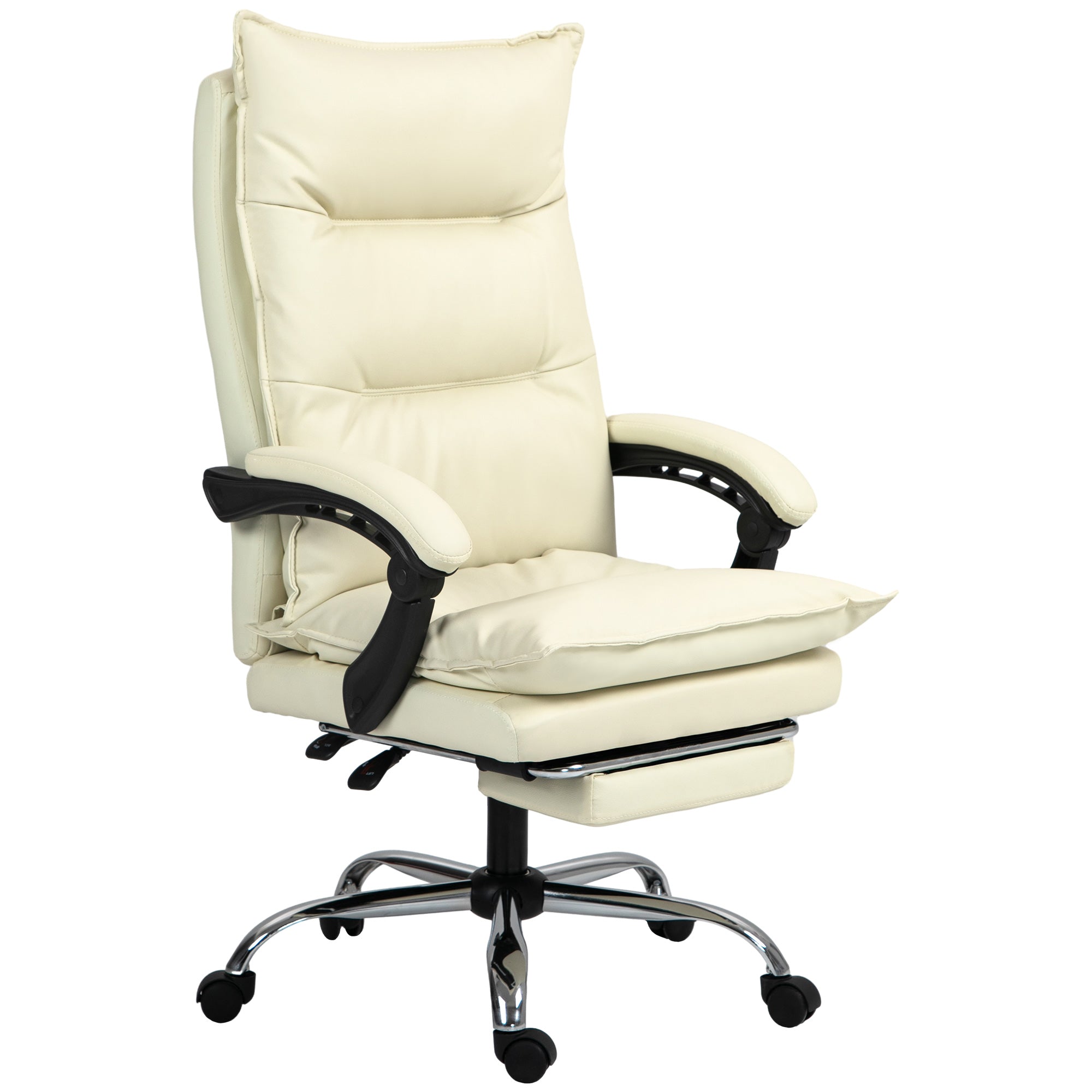 Vinsetto Office Chair Ergonomic, Height Adjustable, 155° Tilt, Footrest, Beige