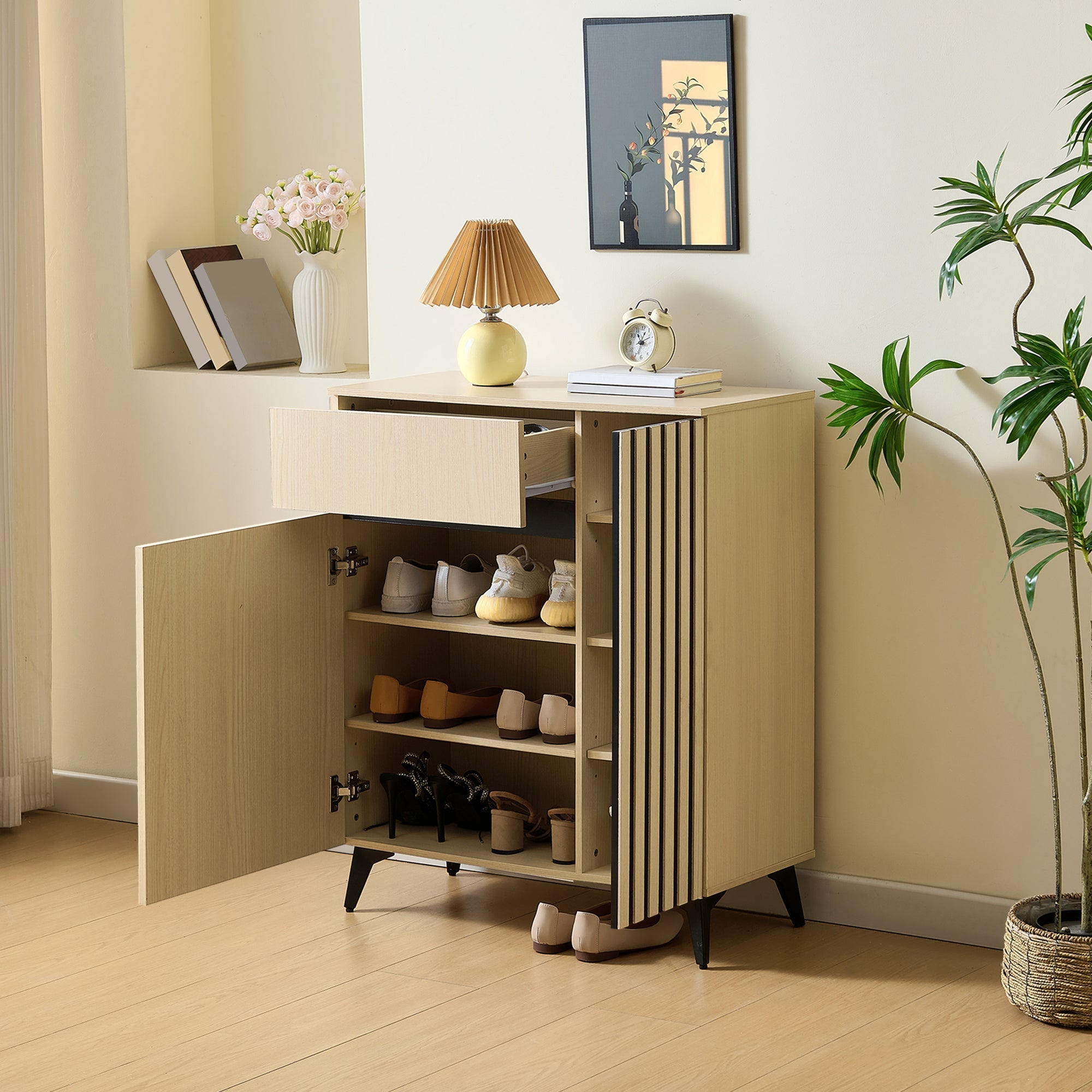 Sideboard Shoe Cabinet 2 Doors 1 Drawer Adjustable Shelves