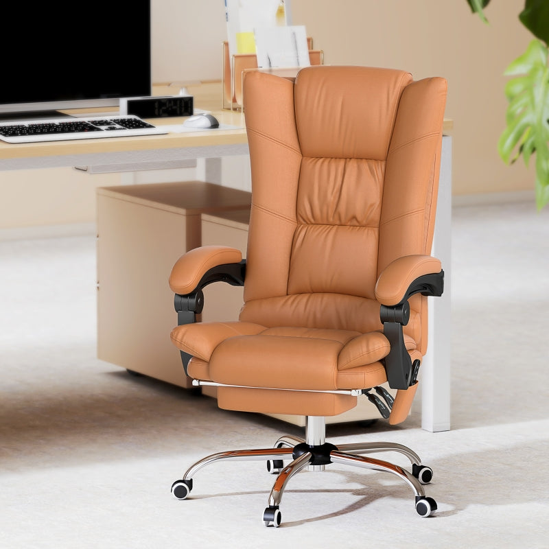 Vinsetto Office Chair, Massage Heating Swivel Reclining, Light Brown