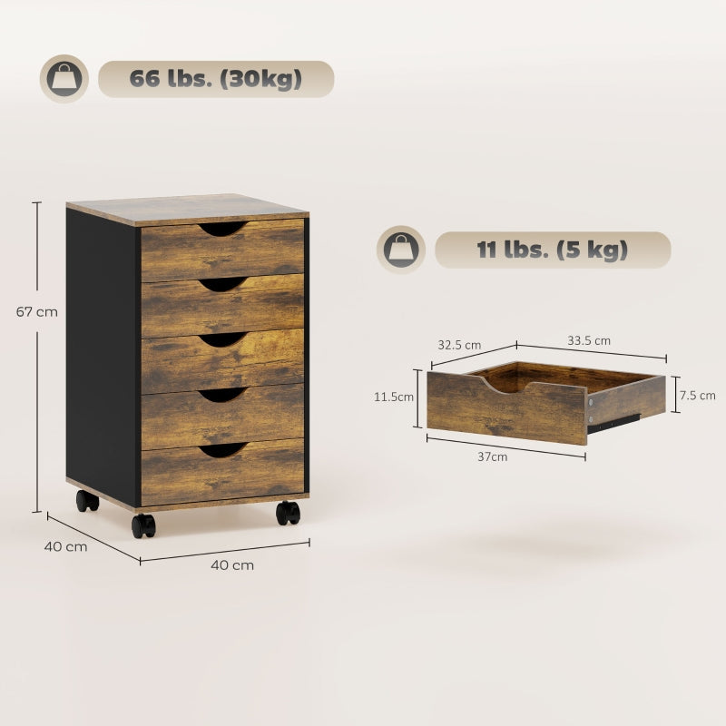 Filing Cabinet Five-Drawer Rustic Brown
