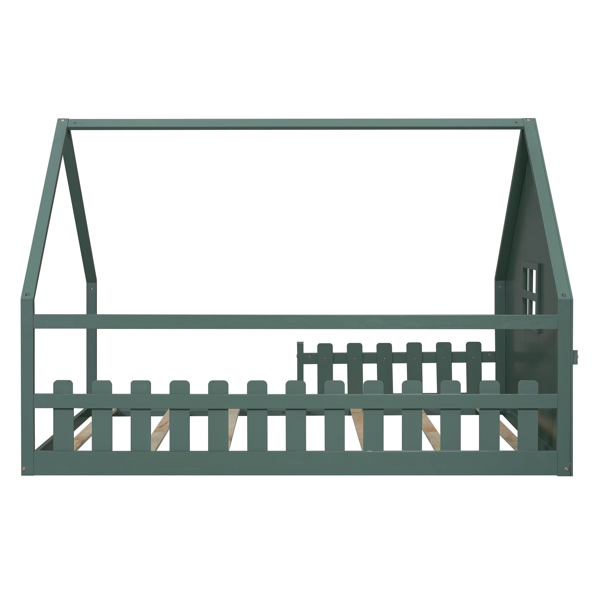 Flatbed 140x200cm House Rail Railing Pine Wood - Green