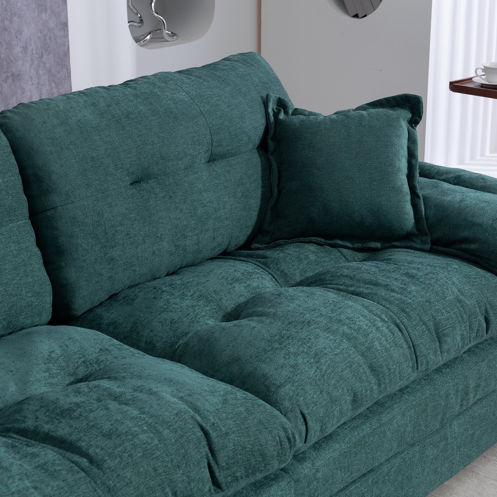 213 cm Deep Two-Seater Sofa with Memory Foam and Pocket Springs, Chenille