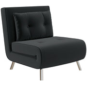 Folding Armchair, Bed Function Single Sofa, Velvet Black