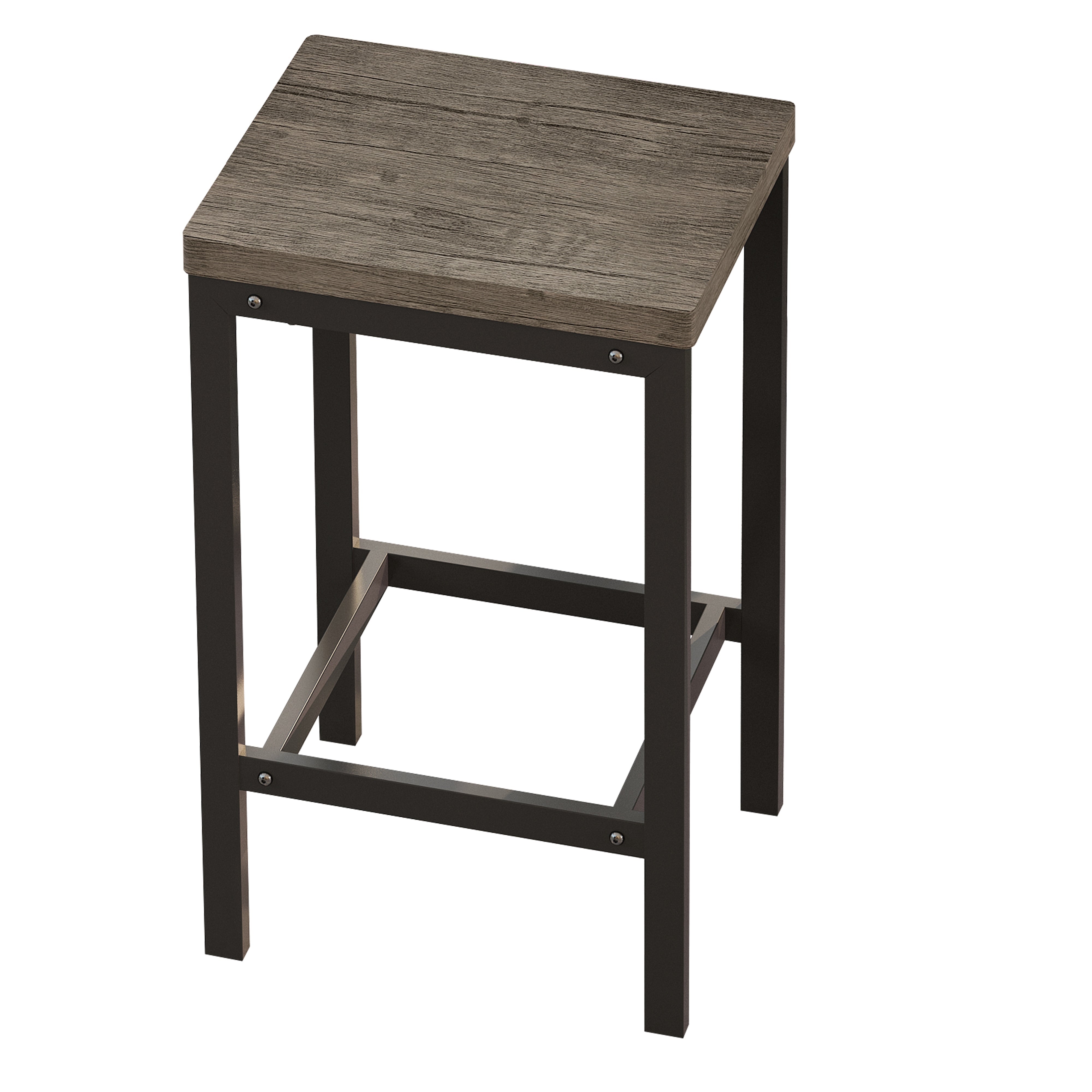 148CM Dining Table Set with 3 Stools, Modern Design, Brown Gray