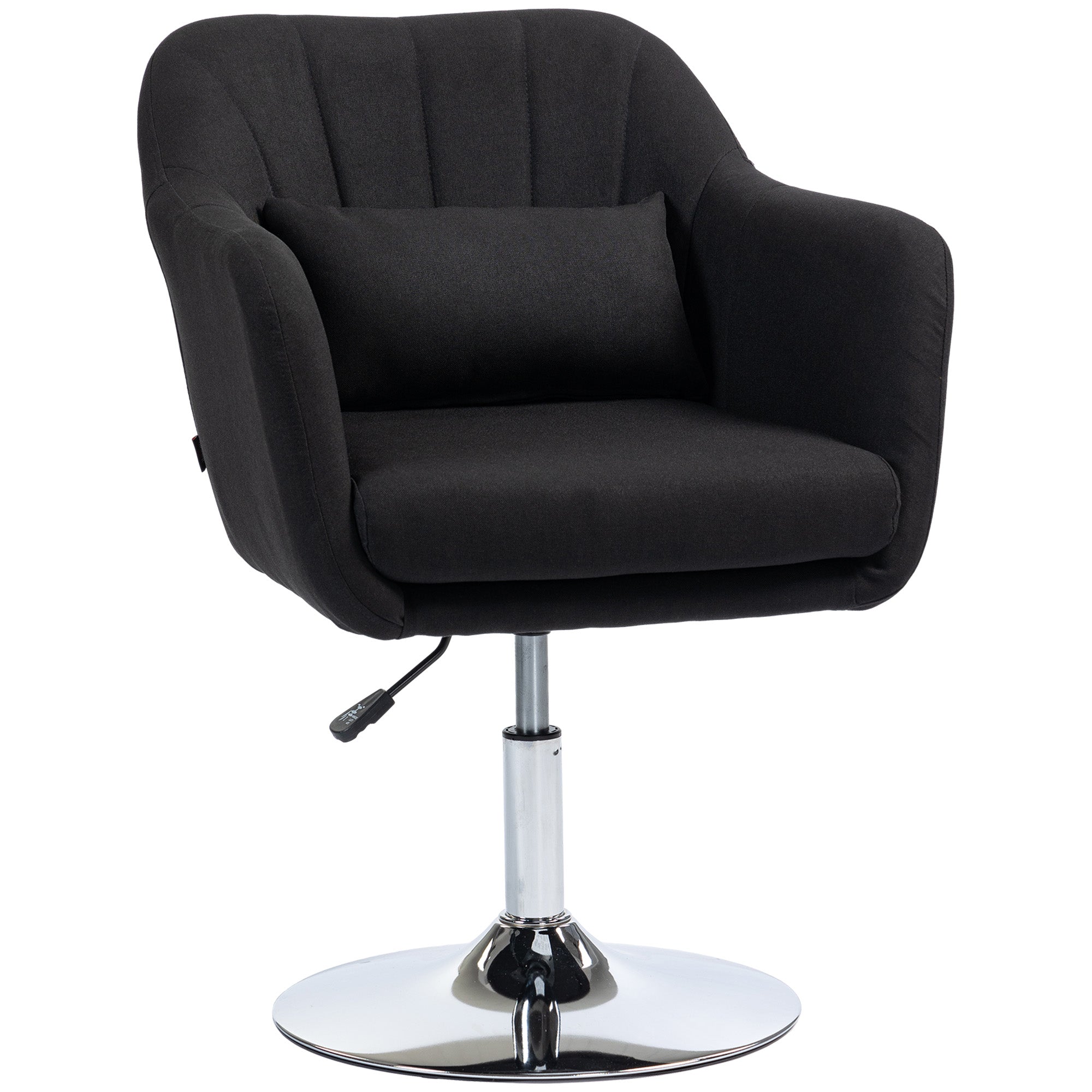 Armchair Recliner with Armrests Lumbar Cushion Swivel Metal Frame, Linen Look Black