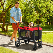 Hundebuggy, faltbarer Kinderwagen für Hunde & Katzen, bis 30 kg, Rot