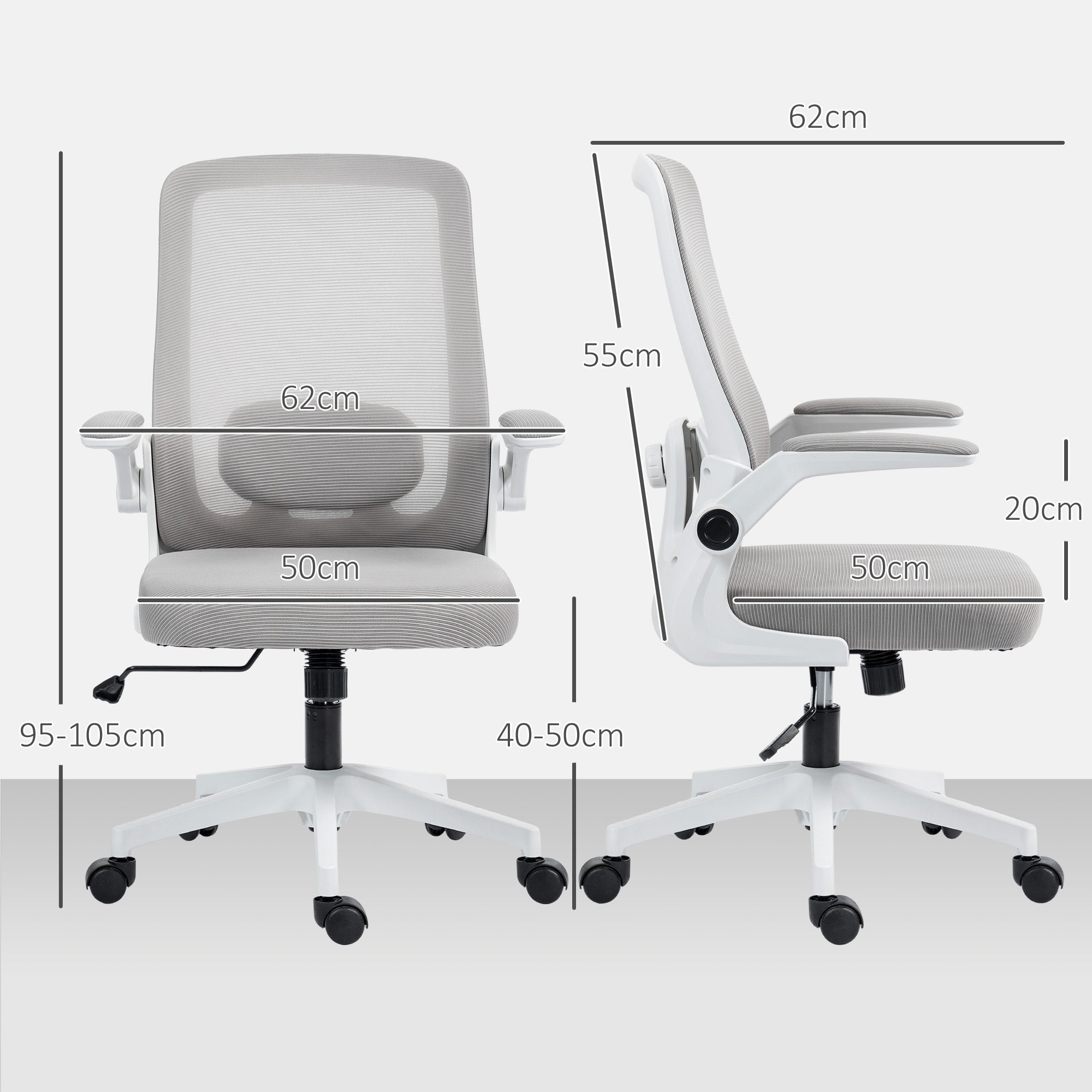 Office Chair Adjustable Mesh Back - Grey