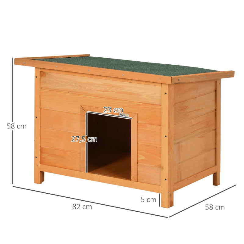 Hundehütte für draußen, aufklappbares Teerdach, erhöhter Boden, Holz, Gelb