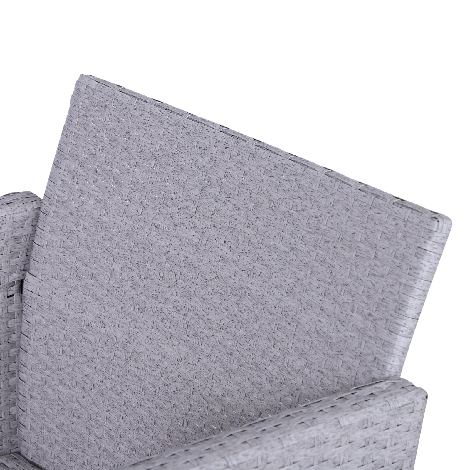 5 Pieces PE Rattan Garden Furniture Set with 10cm Padded Cushions, Glass Top Table, Grey and White Rattan