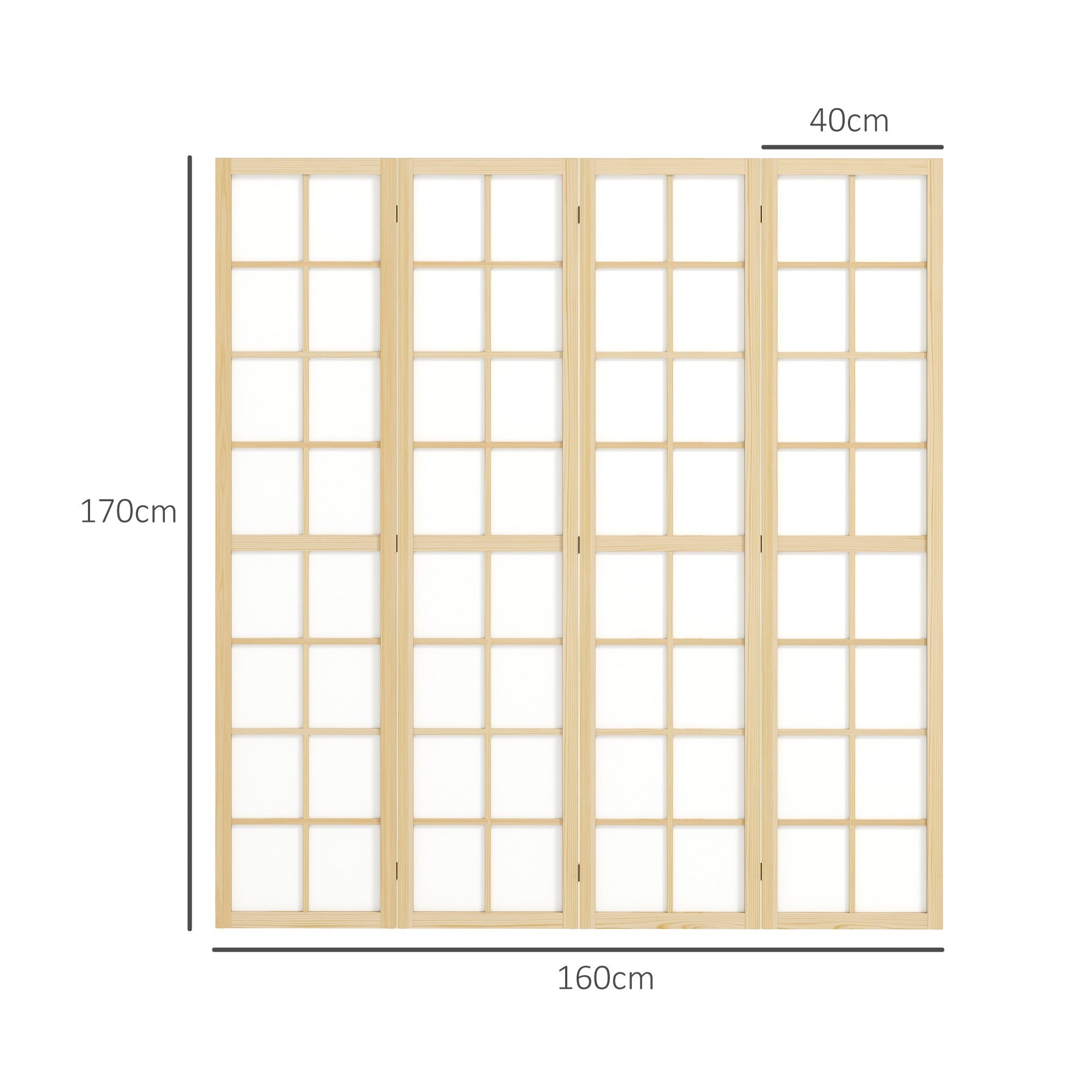 Folding Screen 4-part 160 x 170 cm Room Divider Natural