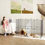 Rabbit/Guinea Pig Enclosure Wire Mesh with Door, Black Steel